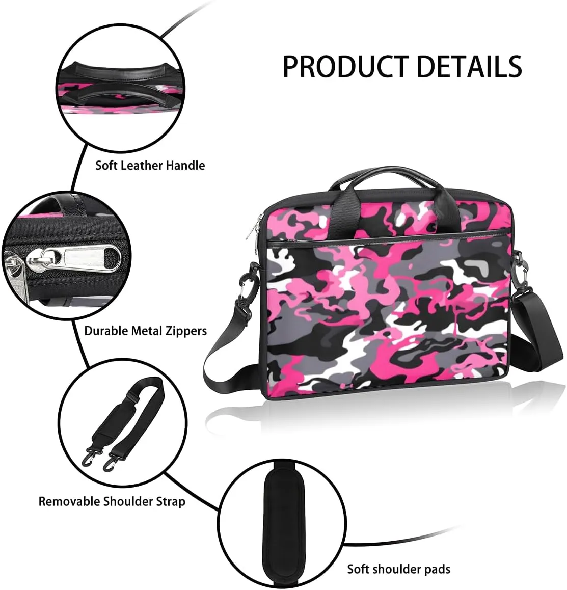 Fun Camouflage Pattern Laptop Shoulder Bag for Tablet Computer Notebook Sleeve Messenger Carrying Case Briefcase Tote