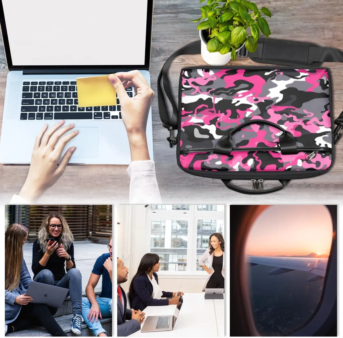Fun Camouflage Pattern Laptop Shoulder Bag for Tablet Computer Notebook Sleeve Messenger Carrying Case Briefcase Tote