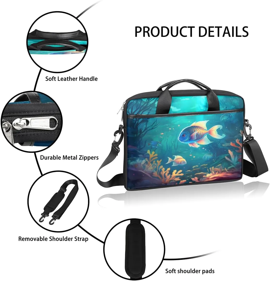 Fun Color Theme Laptop Shoulder Bag for Tablet Computer Notebook Sleeve Messenger Carrying Case Briefcase Tote