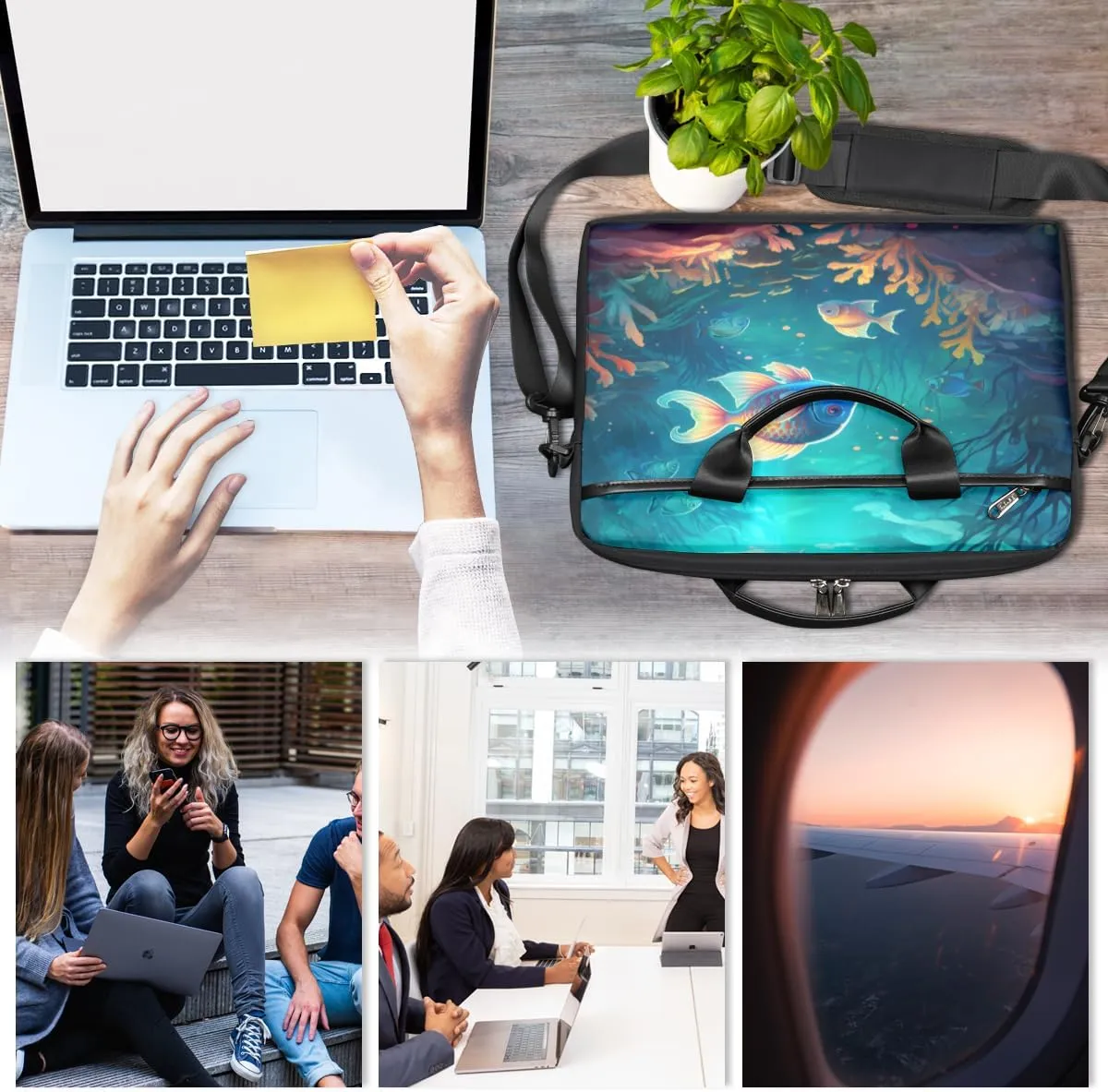 Fun Color Theme Laptop Shoulder Bag for Tablet Computer Notebook Sleeve Messenger Carrying Case Briefcase Tote