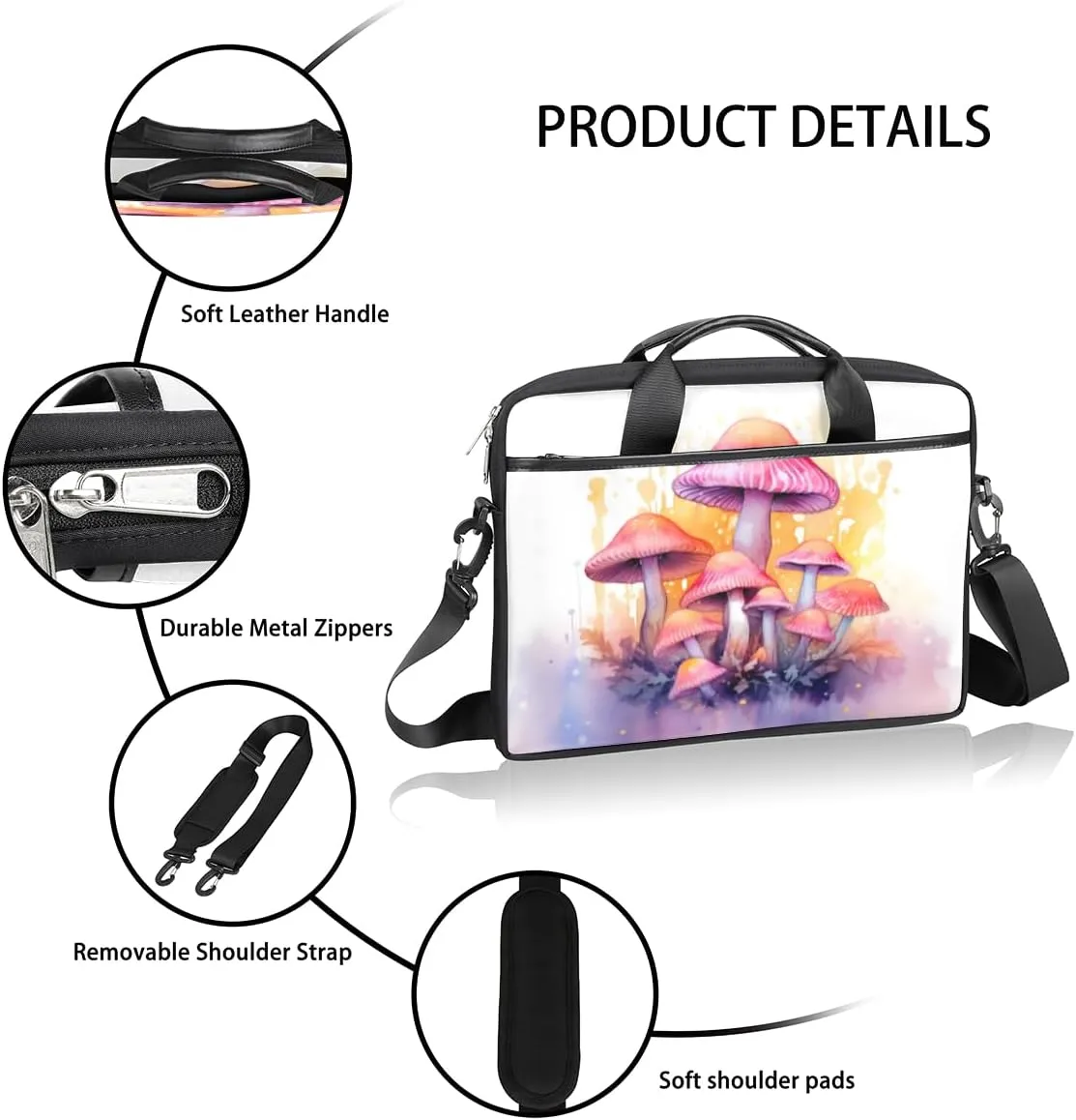 Fun Color Theme Laptop Shoulder Bag for Tablet Computer Notebook Sleeve Messenger Carrying Case Briefcase Tote