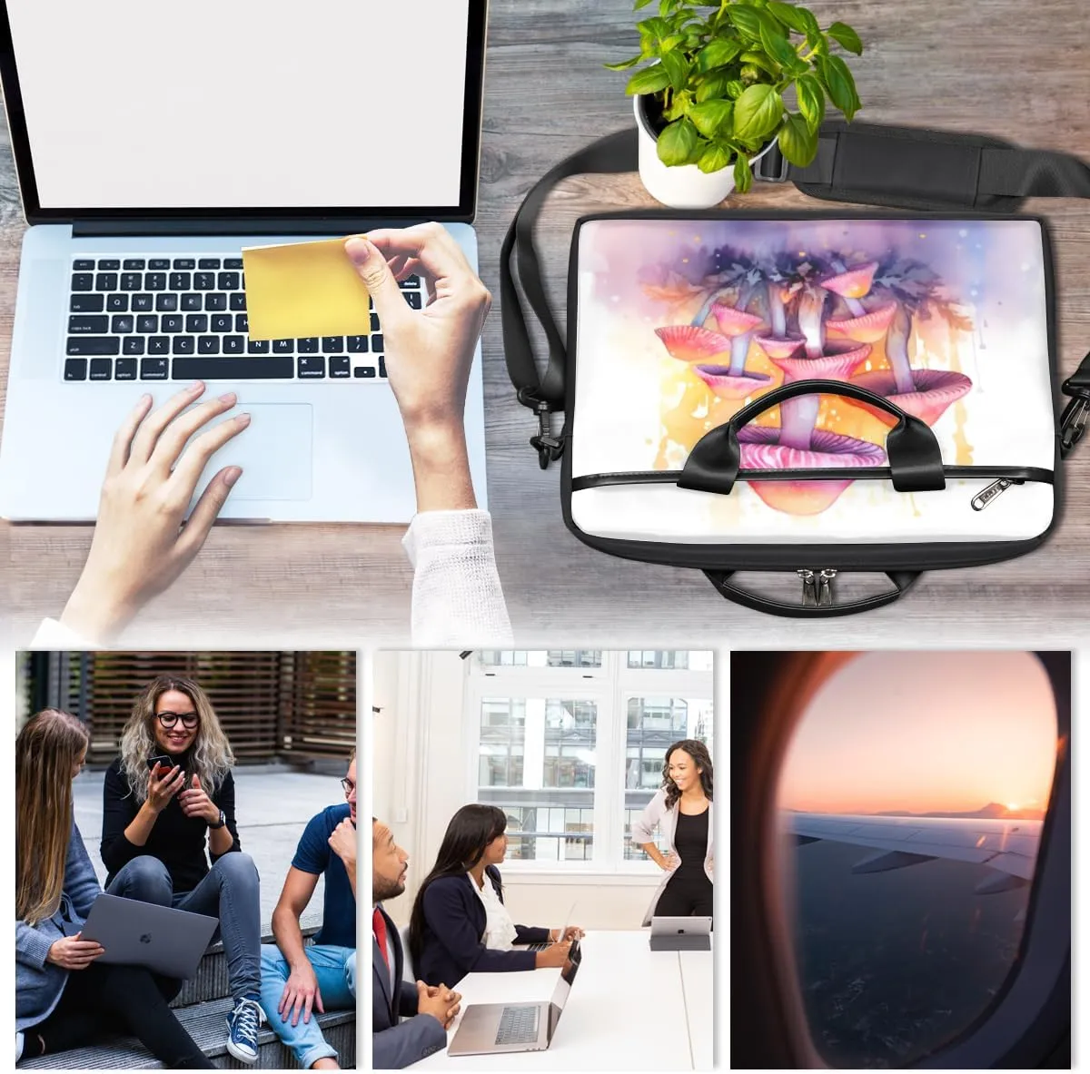 Fun Color Theme Laptop Shoulder Bag for Tablet Computer Notebook Sleeve Messenger Carrying Case Briefcase Tote