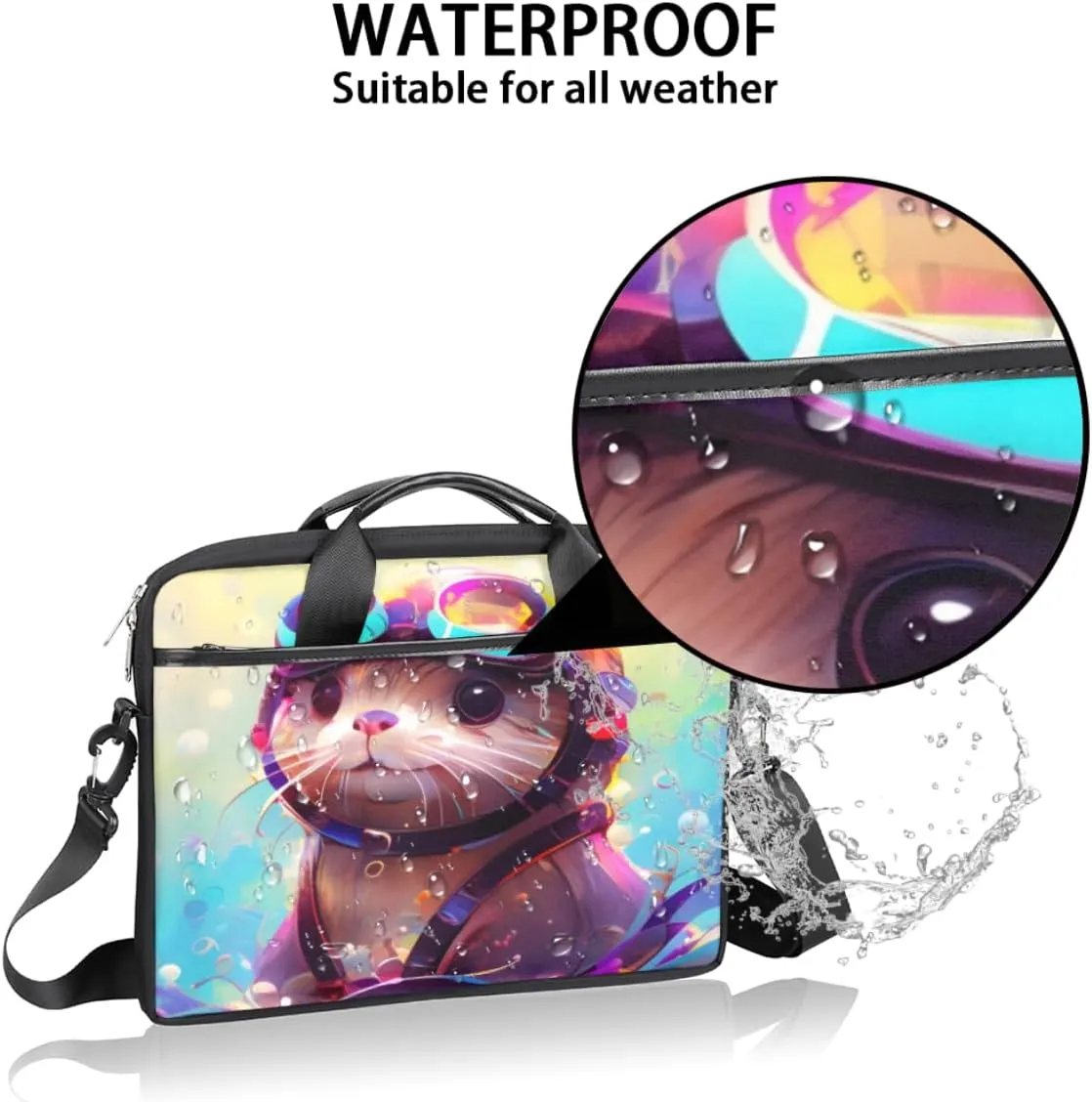 Fun Color Theme Laptop Shoulder Bag for Tablet Computer Notebook Sleeve Messenger Carrying Case Briefcase Tote