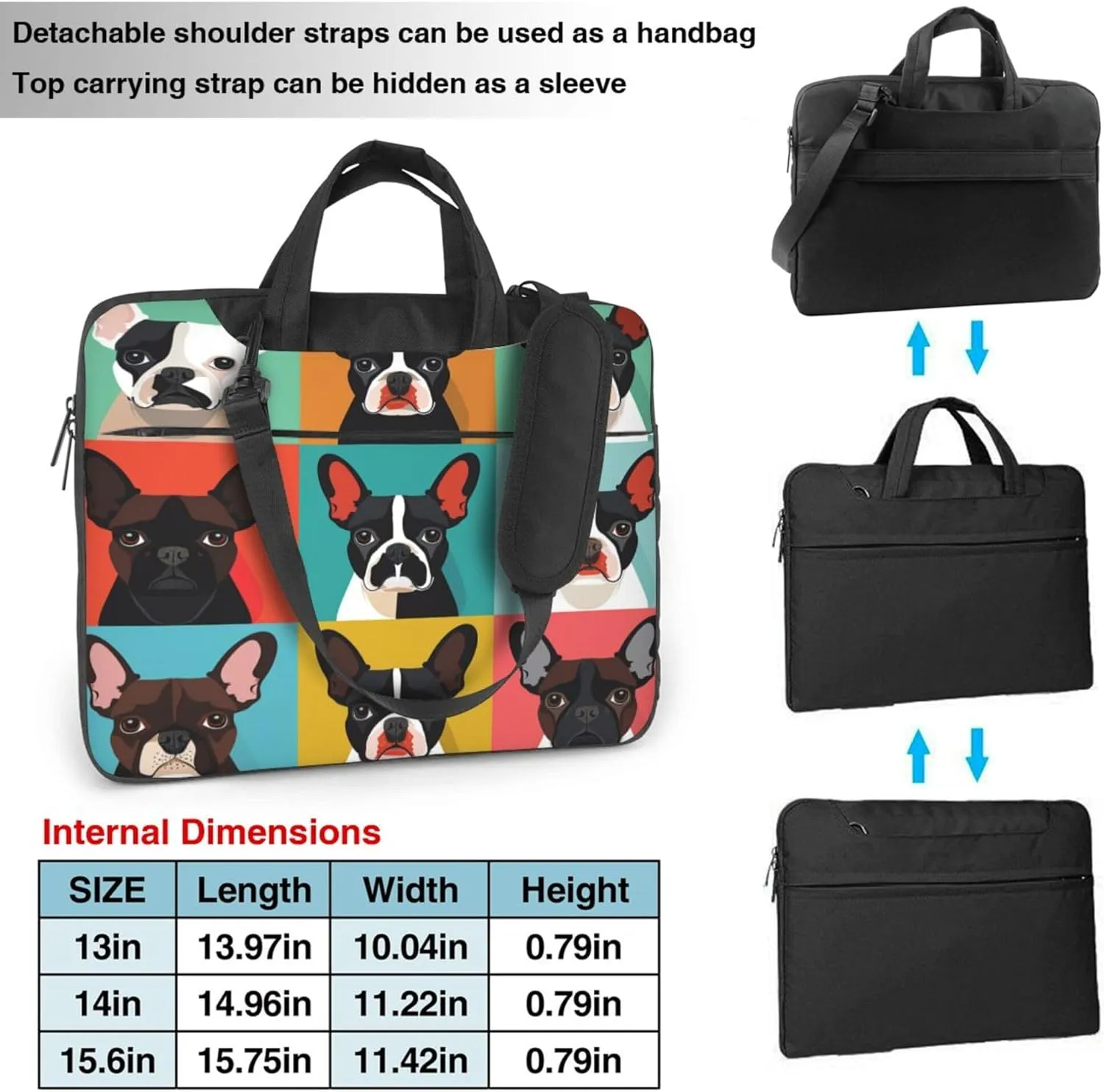 Fun Dog Head Laptop Shoulder Bag for Women, Cartoon Dogs Breed Laptop Sleeve Case Durable Computer Bag