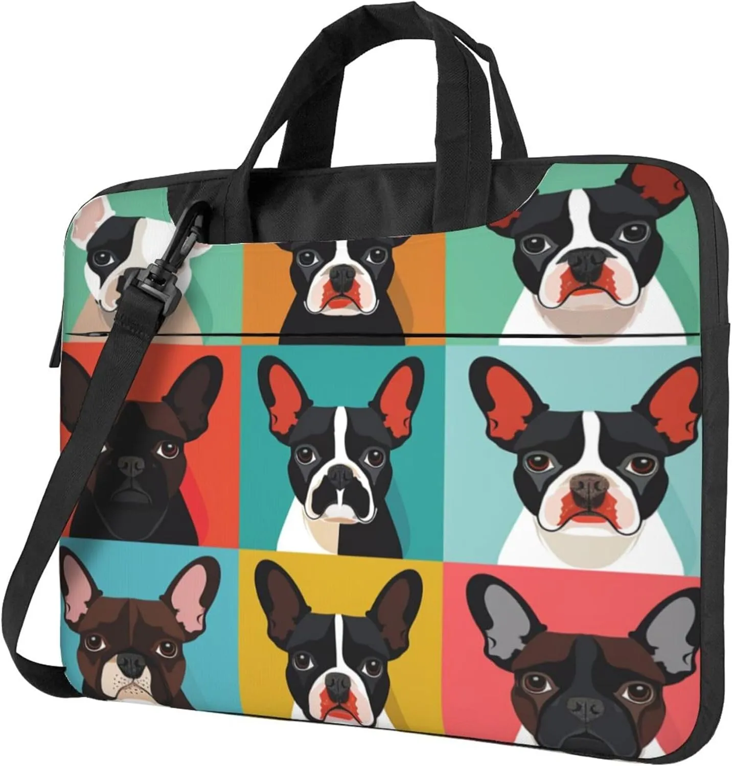 Fun Dog Head Laptop Shoulder Bag for Women, Cartoon Dogs Breed Laptop Sleeve Case Durable Computer Bag