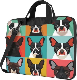 Fun Dog Head Laptop Shoulder Bag for Women, Cartoon Dogs Breed Laptop Sleeve Case Durable Computer Bag