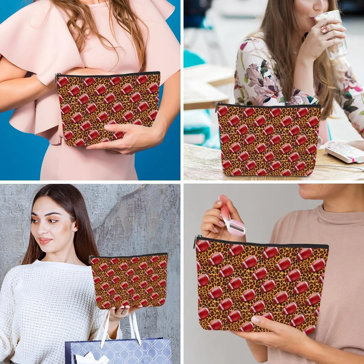 Fun Football Gifts for Teen Girls & Women - Cosmetic Bag, Makeup Bag, Friendship & Graduation Gift for Football Fans