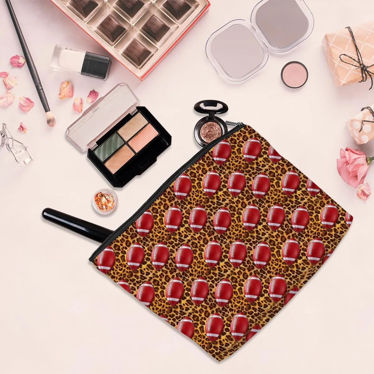 Fun Football Gifts for Teen Girls & Women - Cosmetic Bag, Makeup Bag, Friendship & Graduation Gift for Football Fans