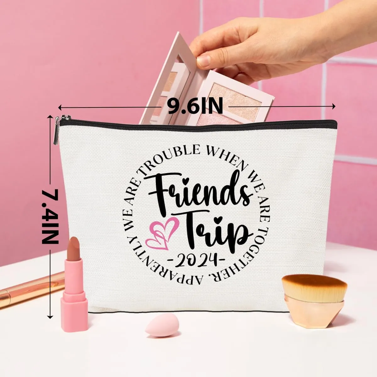 Fun Girls Trip 2024 Makeup Bag - Girls Weekend Gifts, Cosmetic & Toiletry Bag for Women, Bachelorette Party & Birthday