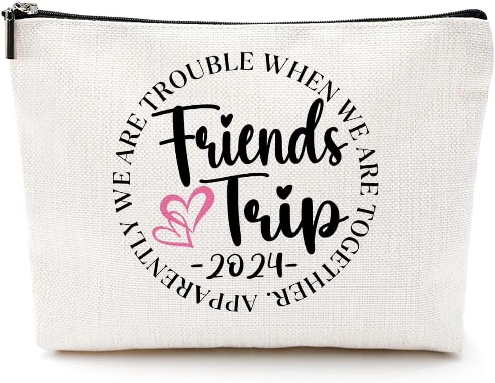 Fun Girls Trip 2024 Makeup Bag - Girls Weekend Gifts, Cosmetic & Toiletry Bag for Women, Bachelorette Party & Birthday