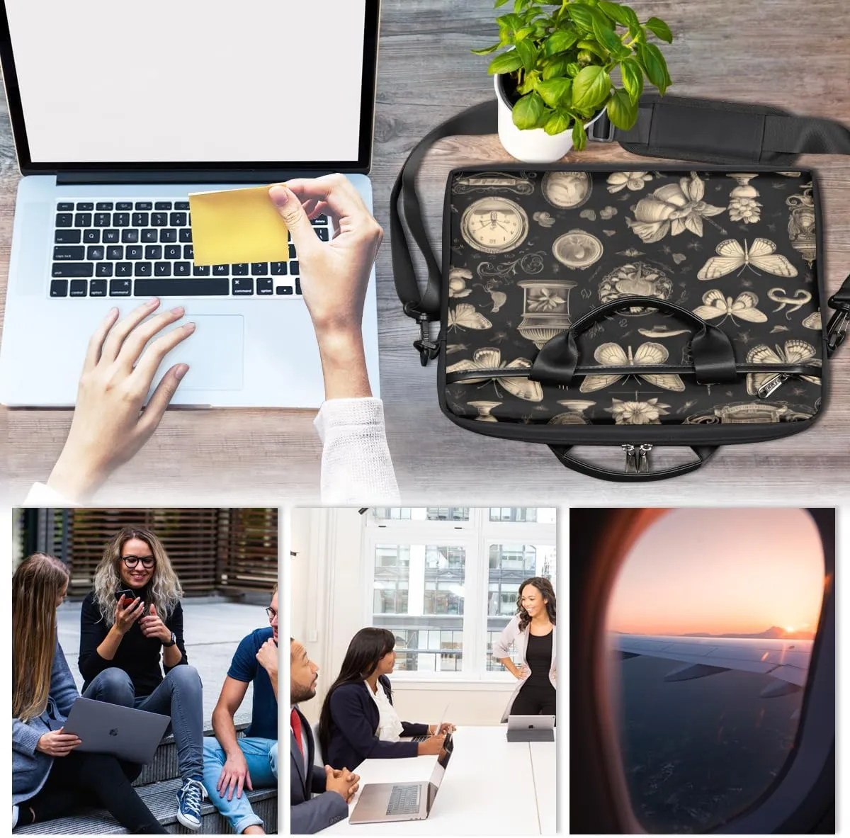 Fun Mushroom Pattern Laptop Shoulder Bag for Tablet Computer Notebook Sleeve Messenger Carrying Case Briefcase Tote
