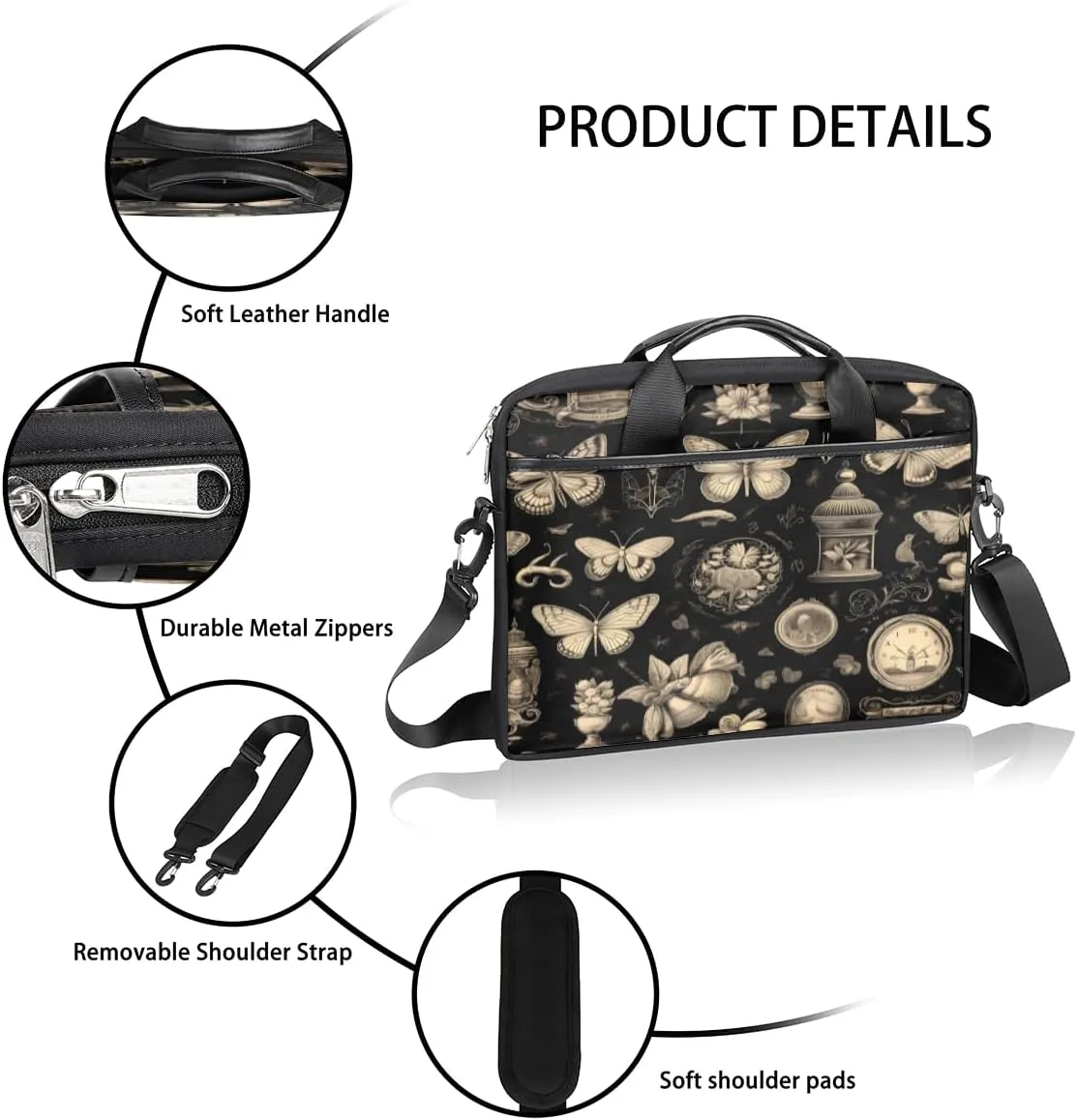 Fun Mushroom Pattern Laptop Shoulder Bag for Tablet Computer Notebook Sleeve Messenger Carrying Case Briefcase Tote