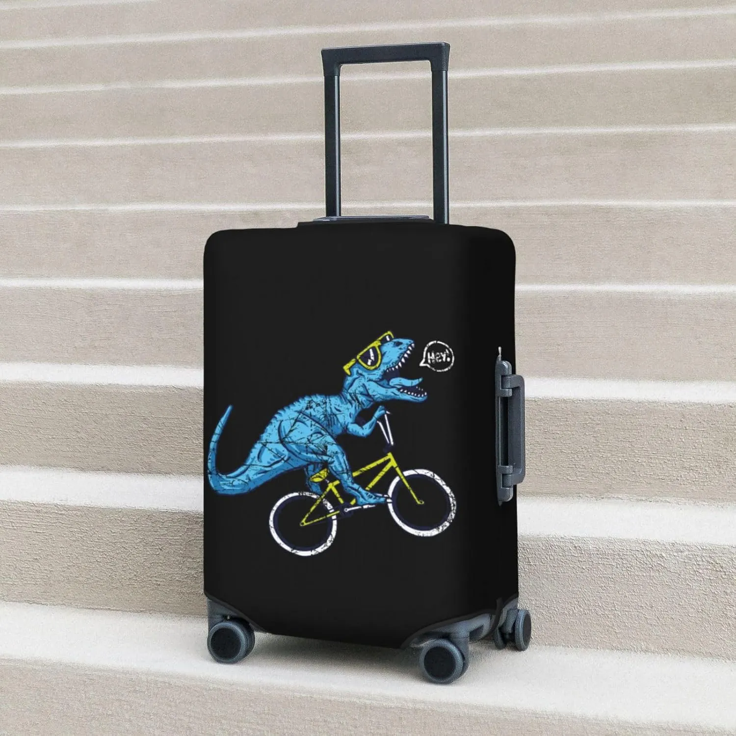 Fun Riding Dinosaur Print Washable Luggage Cover - Fashion Suitcase Protector Fits 18-32 Inch Luggage