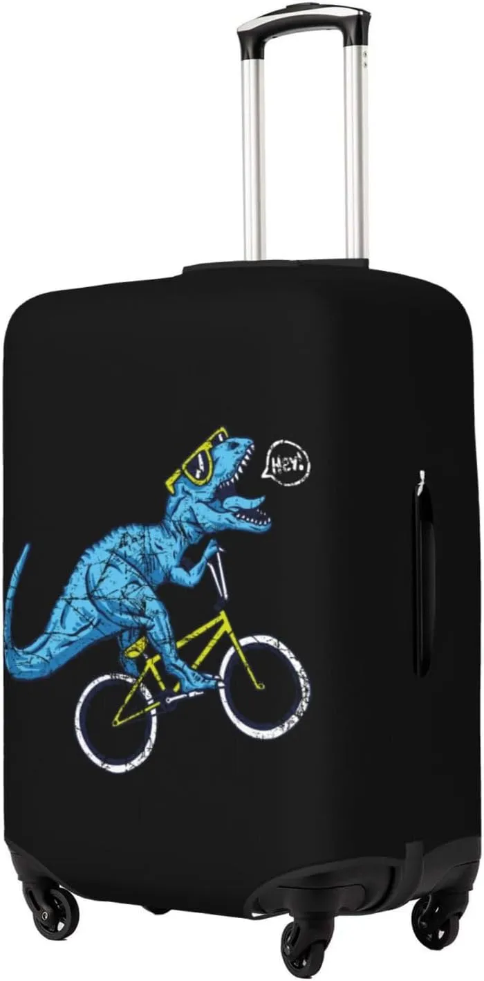 Fun Riding Dinosaur Print Washable Luggage Cover - Fashion Suitcase Protector Fits 18-32 Inch Luggage