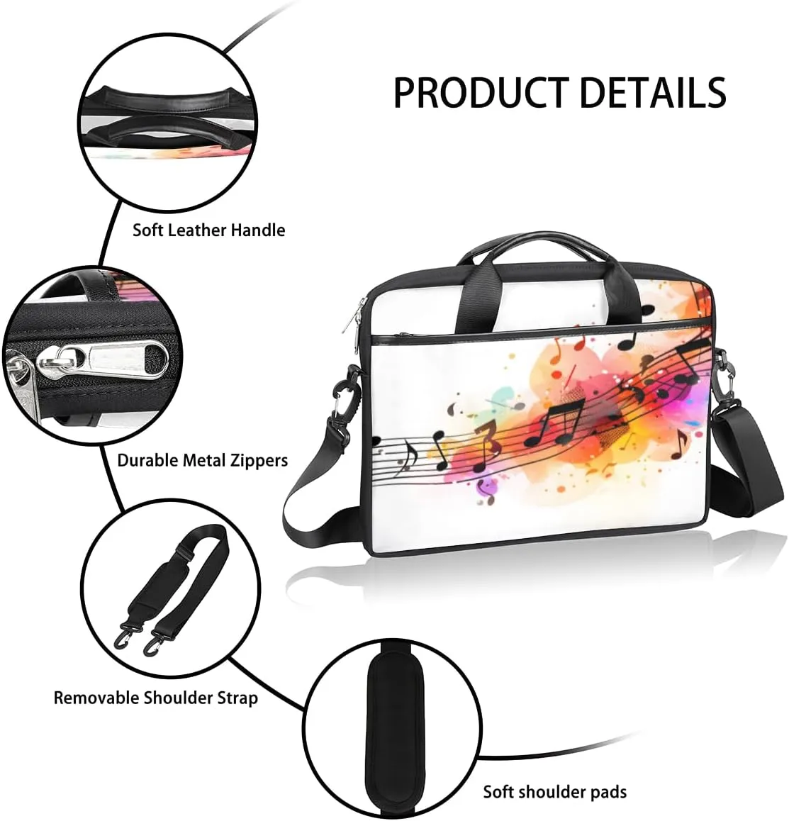 Fun The Food Texture Laptop Shoulder Bag for Tablet Computer Notebook Sleeve Messenger Carrying Case Briefcase Tote