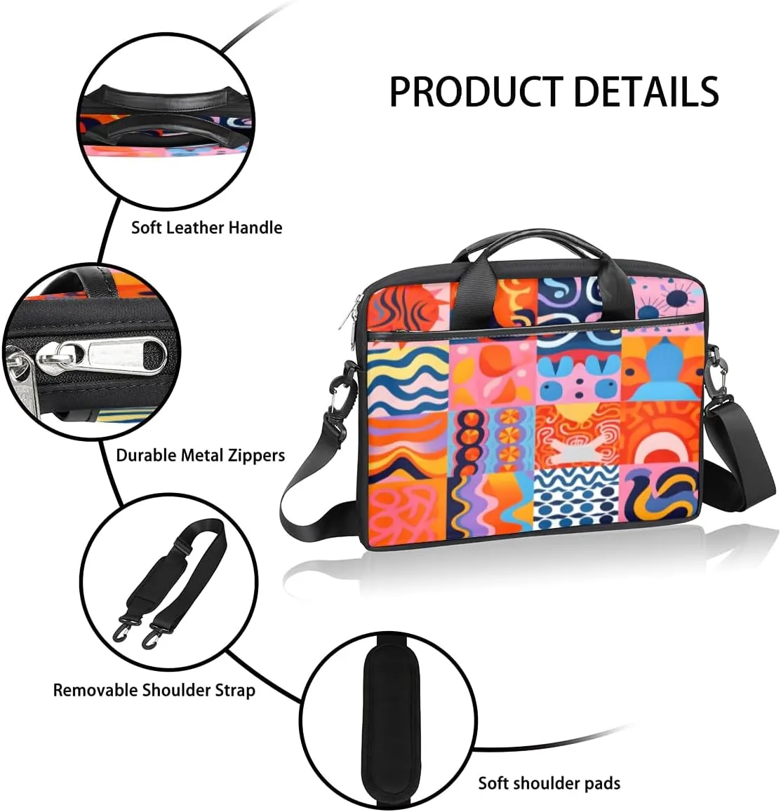 Fun The Food Texture Laptop Shoulder Bag for Tablet Computer Notebook Sleeve Messenger Carrying Case Briefcase Tote