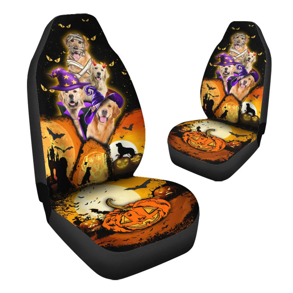 Golden Retriever Halloween Pumpkin Scary Car Seat Covers