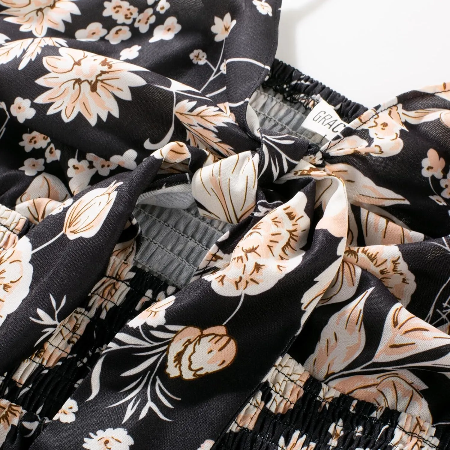 GRACE KARIN Women's 2025 Summer Maxi Dress Floral Tie Front Spaghetti Strap Casual Boho Beach Flowy Sundress with Pockets
