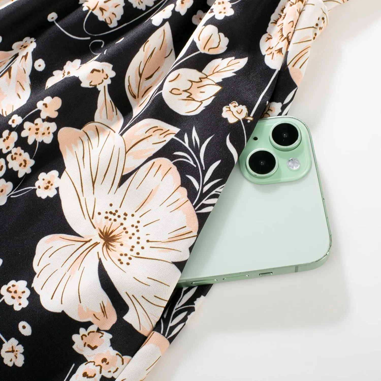 GRACE KARIN Women's 2025 Summer Maxi Dress Floral Tie Front Spaghetti Strap Casual Boho Beach Flowy Sundress with Pockets