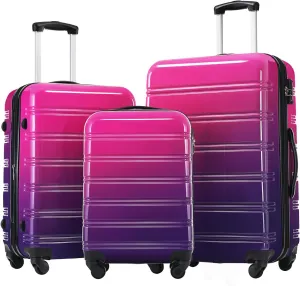 Gradient Color Hardshell Luggage Sets, 3 Piece Spinner Suitcase with TSA Lock, Lightweight 20" 24" 28"