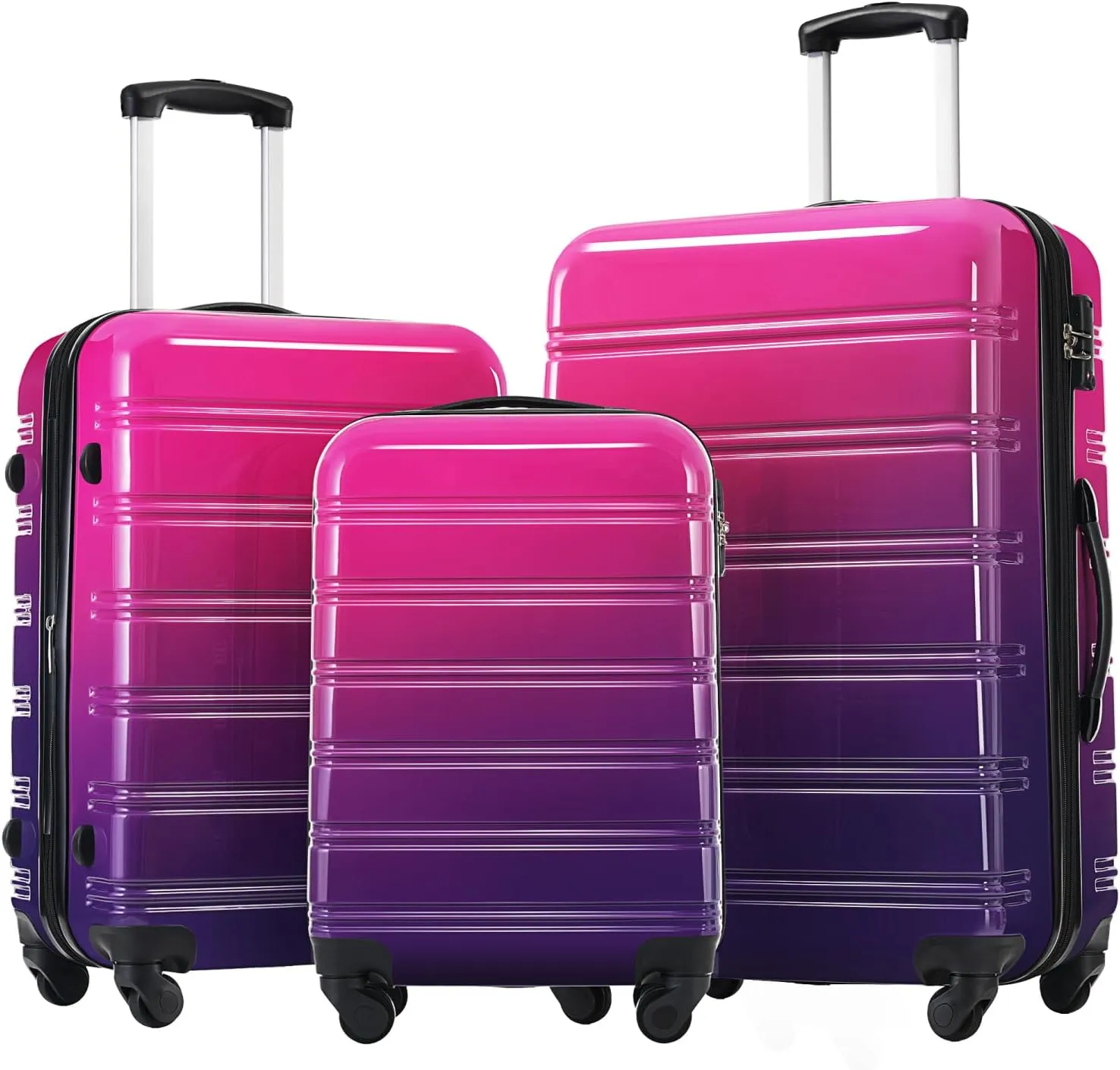 Gradient Color Hardshell Luggage Sets, 3 Piece Spinner Suitcase with TSA Lock, Lightweight 20" 24" 28"