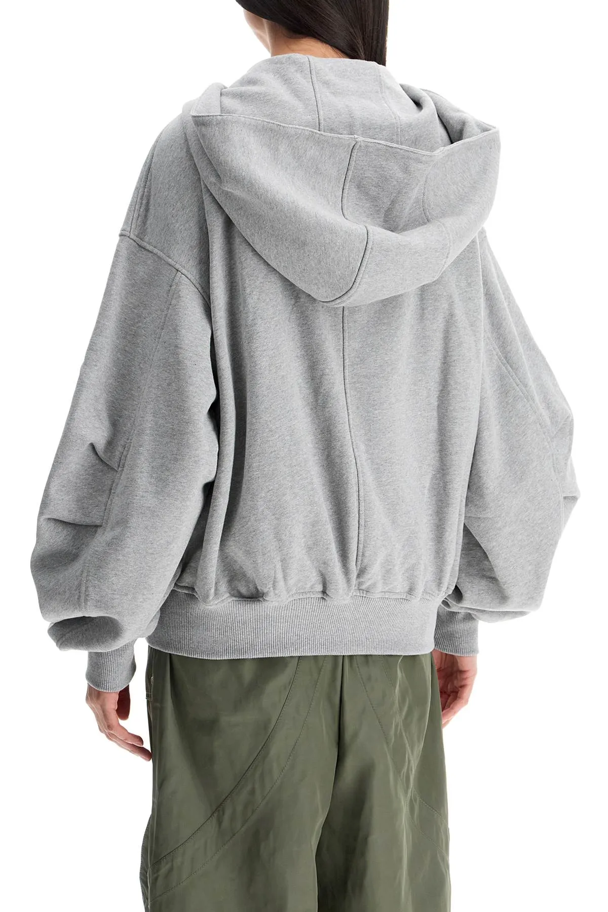 gray/beige melange loose hoodie with zip