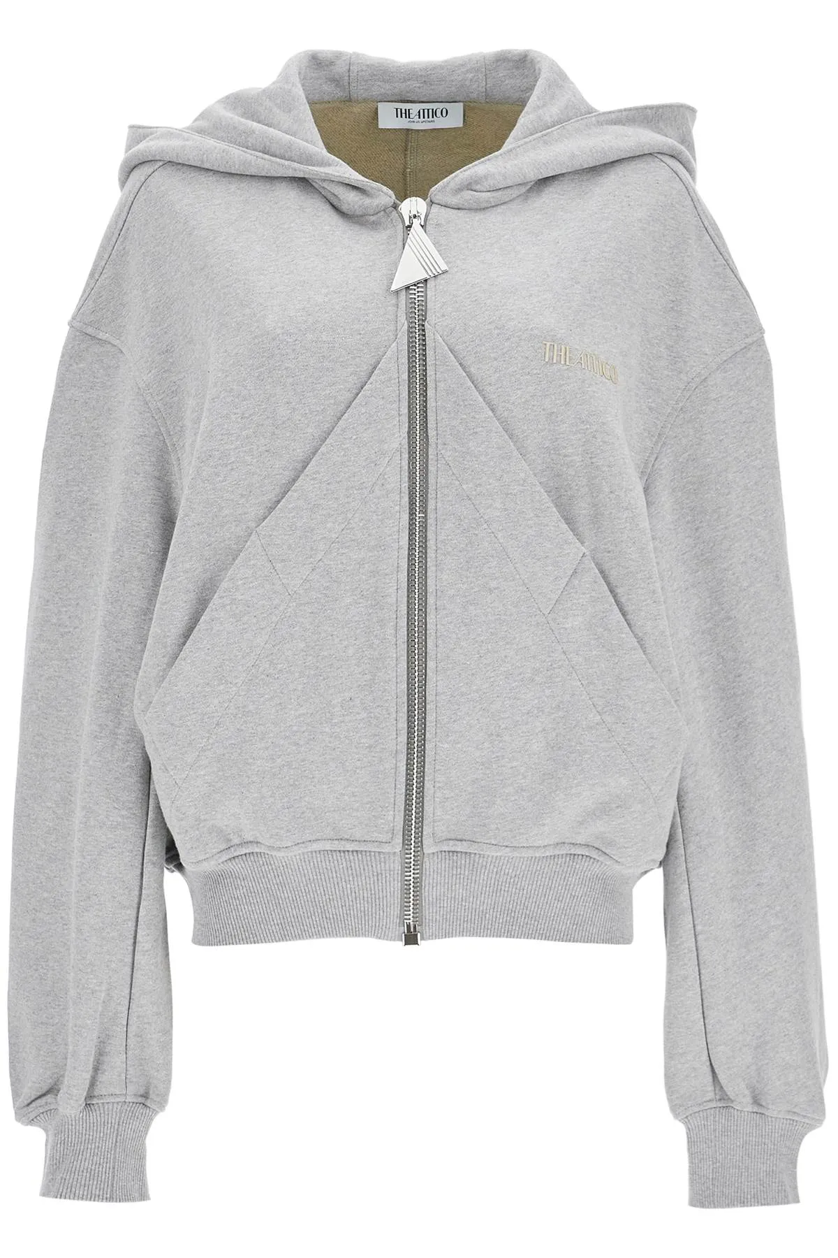 gray/beige melange loose hoodie with zip