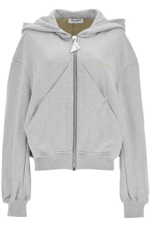 gray/beige melange loose hoodie with zip