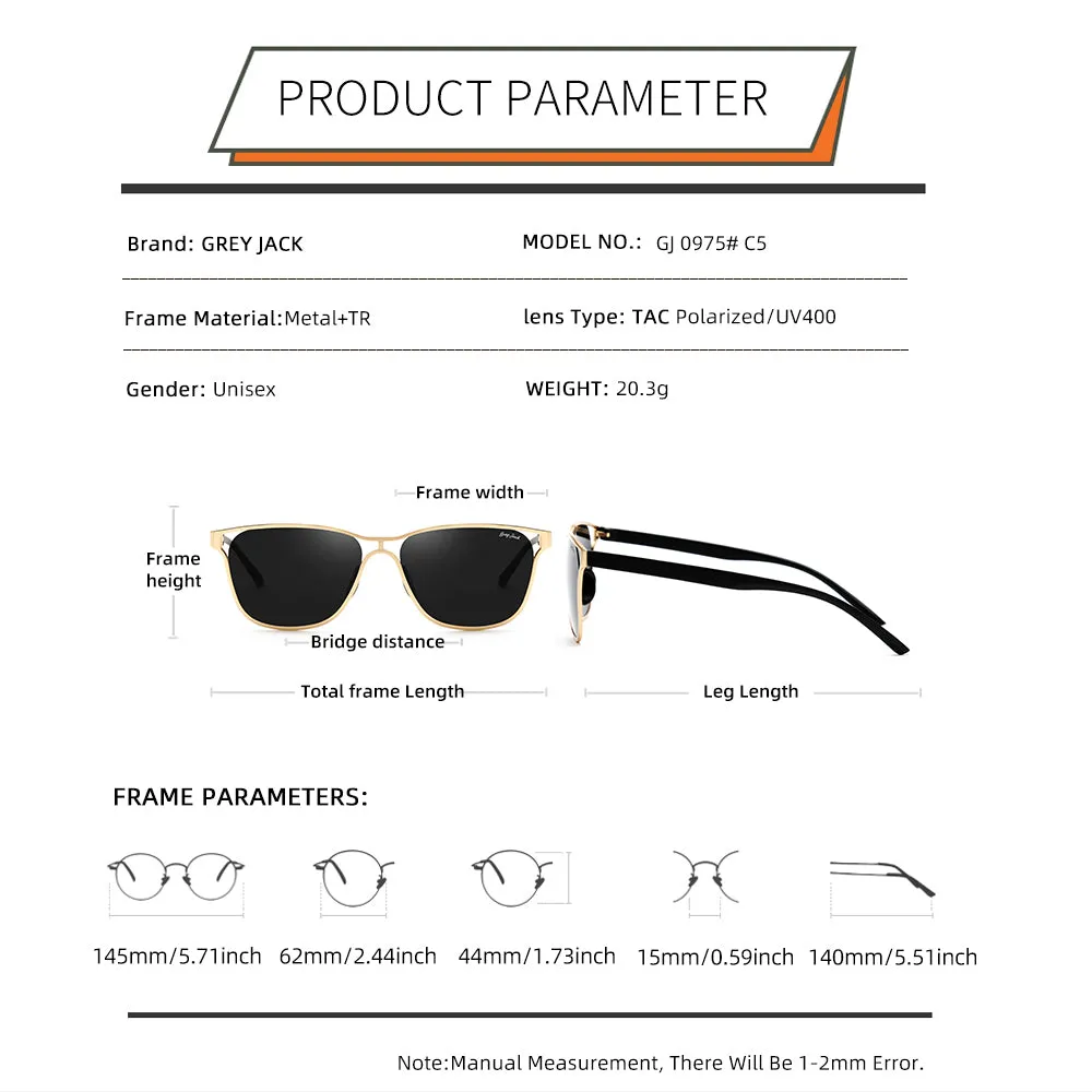 GREY JACK Fashion Polarized Sunglasses with UV Protection 0975