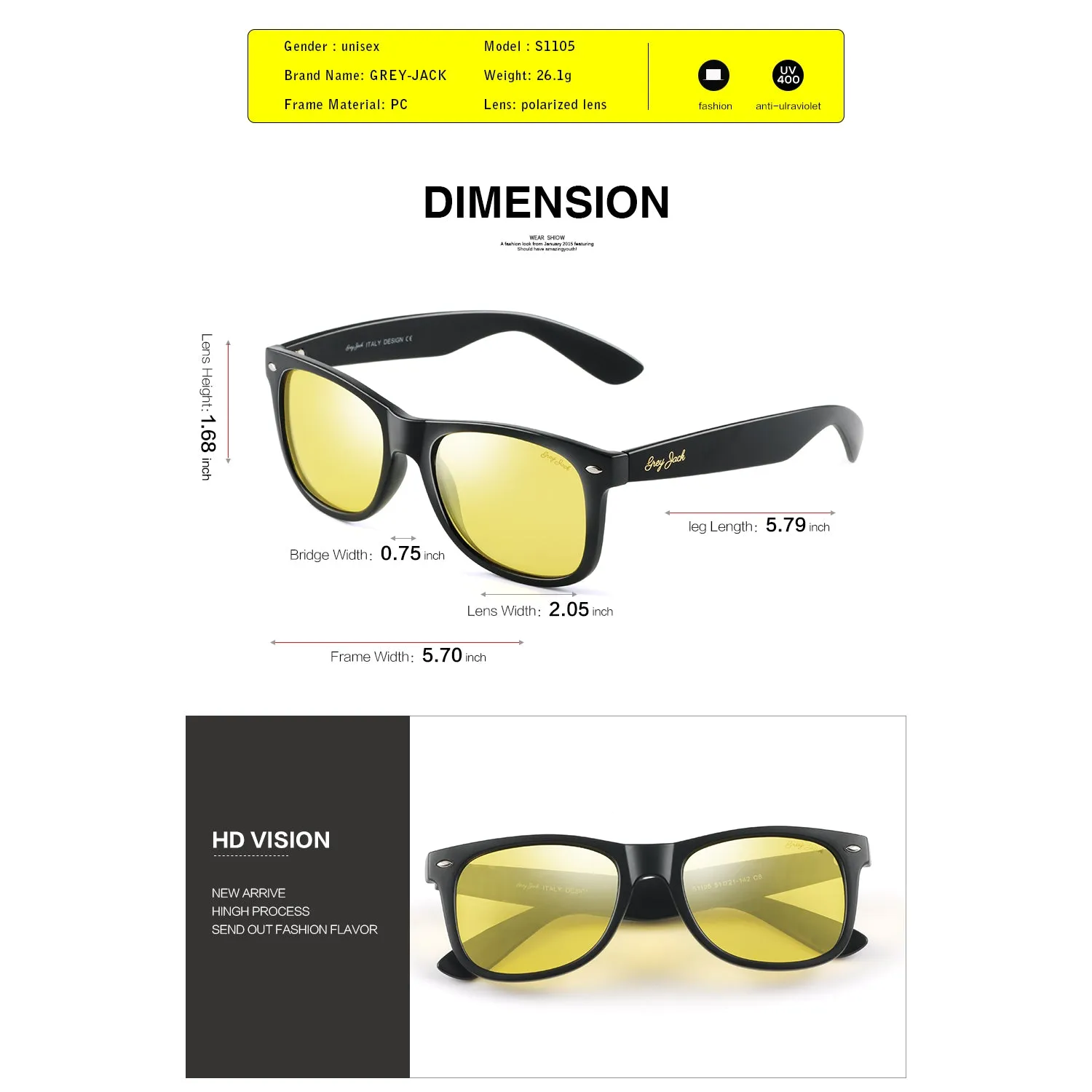 GREY JACK PC Frame Square Polarized Sports Sunglasses 1104