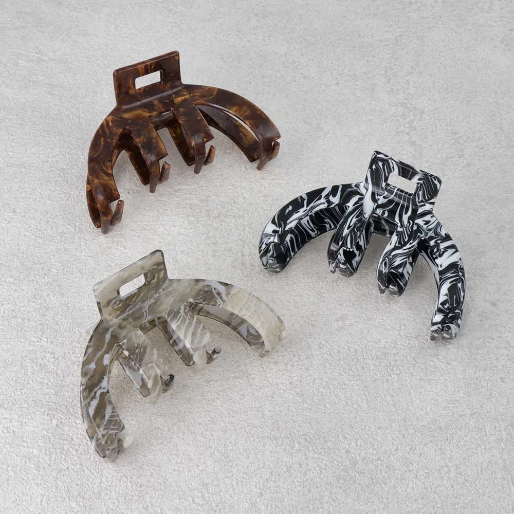 Half Round Marble Claw Clip