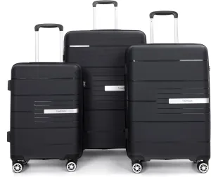 Hardshell Suitcase Double Spinner Wheels PP Luggage Sets Lightweight Durable Suitcase with TSA Lock,3-Piece Set (20/24/28), Black