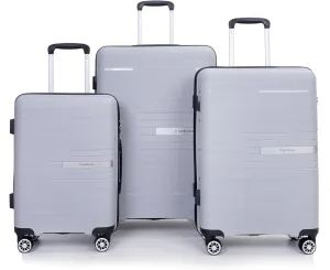 Hardshell Suitcase Double Spinner Wheels PP Luggage Sets Lightweight Durable Suitcase with TSA Lock,3-Piece Set (20/24/28), Silver