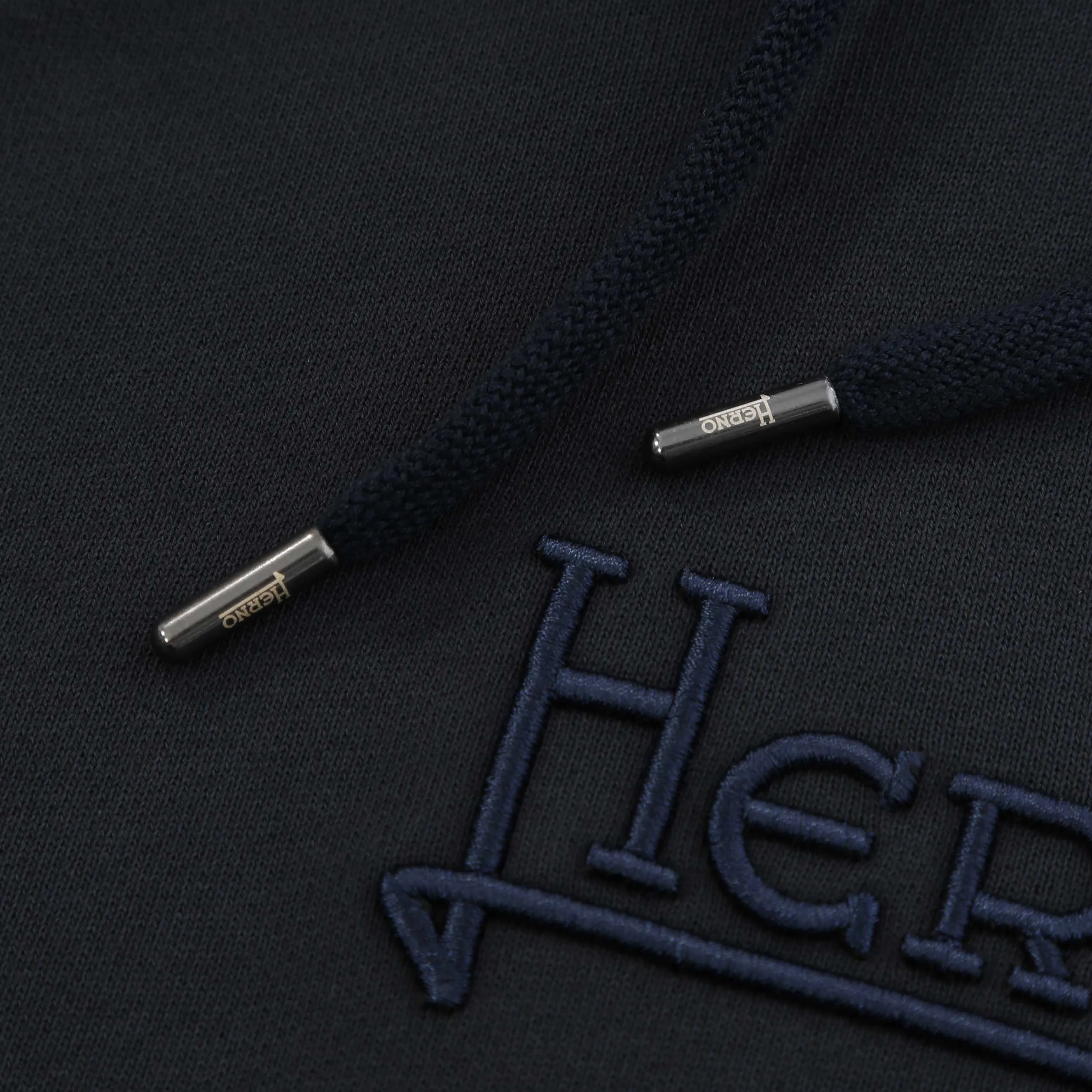 Herno Felpa Logo Con Cappuccio Hoodie Sweat Top in Navy