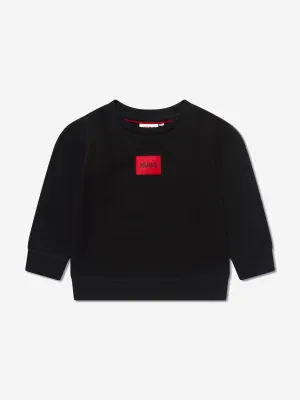 Hugo Boys Organic Cotton Logo Sweatshirt in Black
