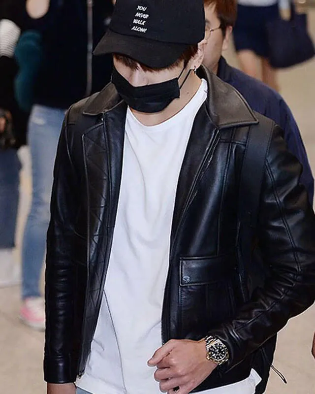 Incheon Airport Jungkook Leather Jacket