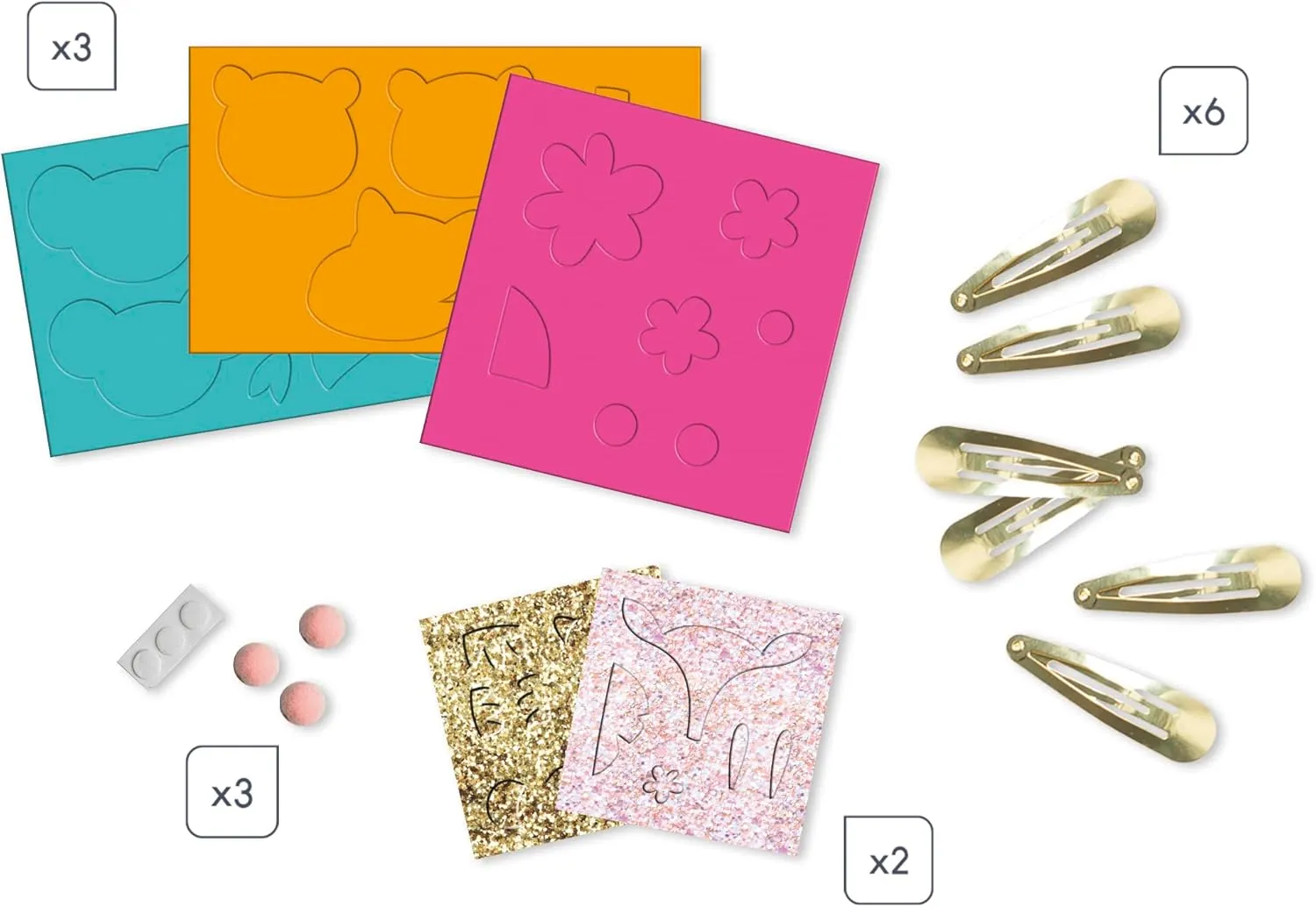 Janod Glittery Animal Hair Clips to Make