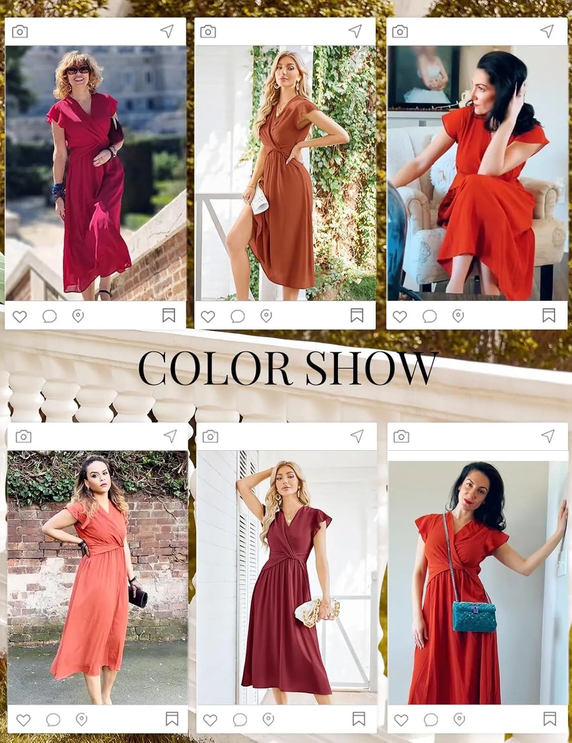 JASAMBAC Womens Dresses Casual Ruffle Short Sleeves Chiffon Empire Waist Elastic V-Neck Wedding Guest A-Line Maxi Dress
