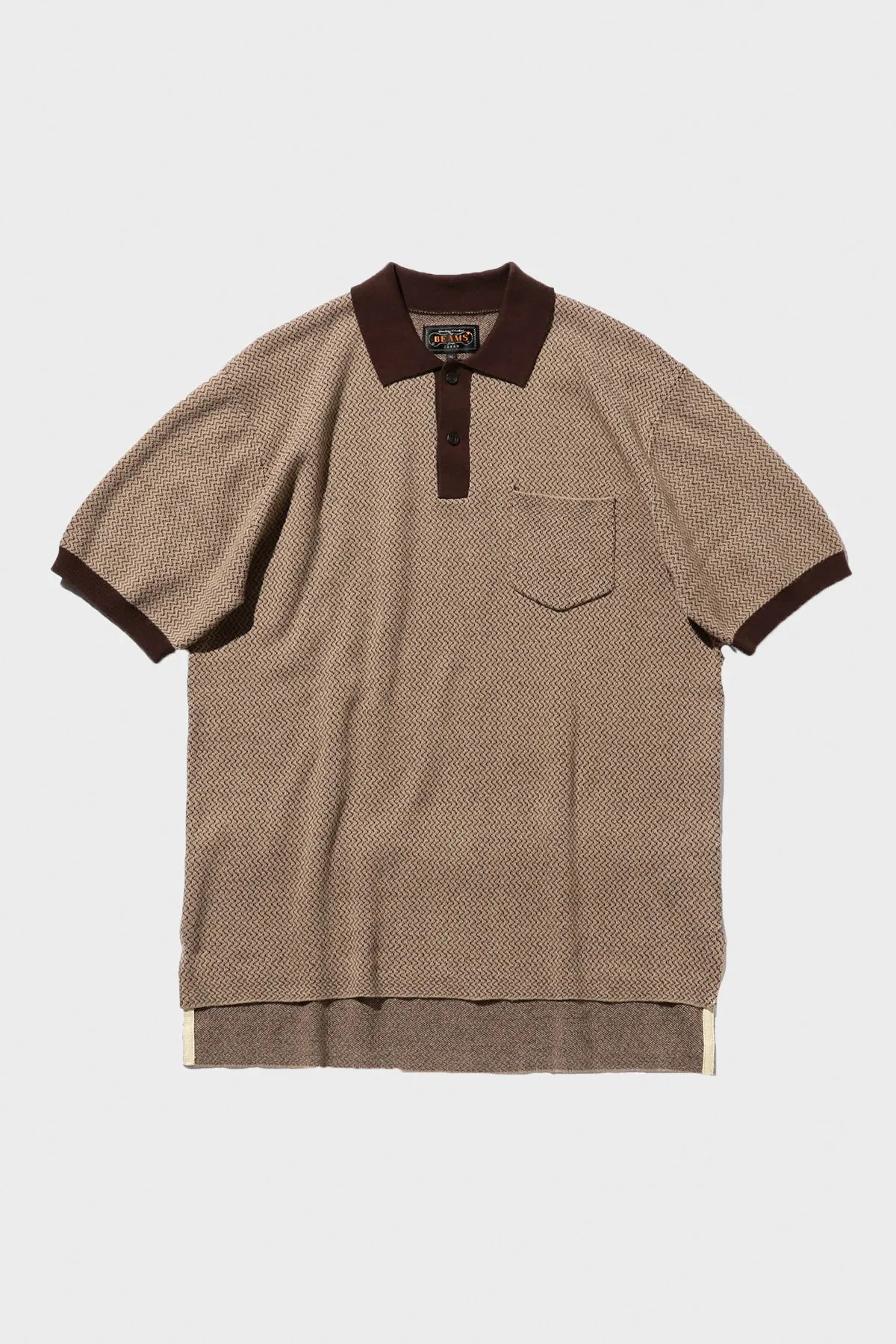 Knit Polo 2Tone Jacquard - Brown