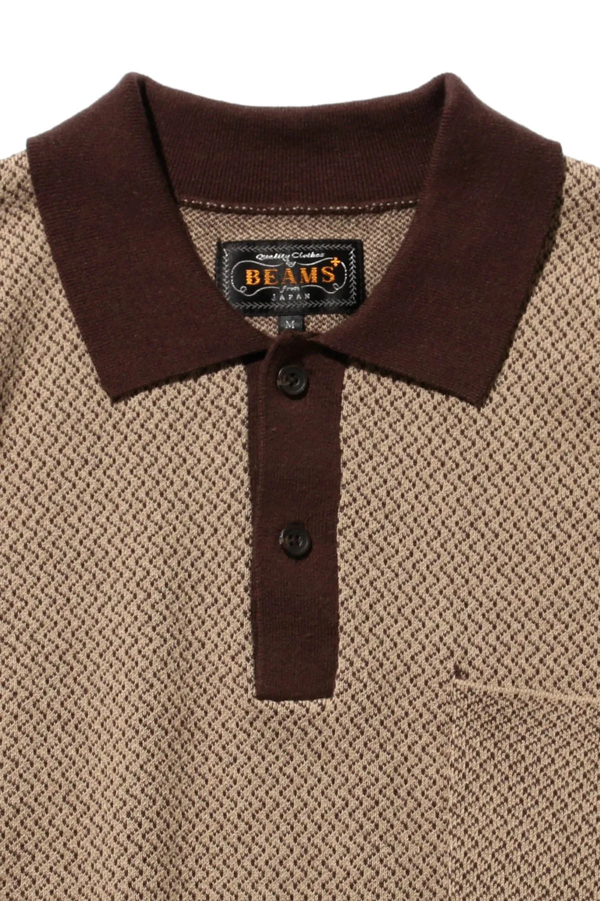 Knit Polo 2Tone Jacquard - Brown