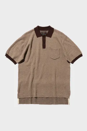 Knit Polo 2Tone Jacquard - Brown