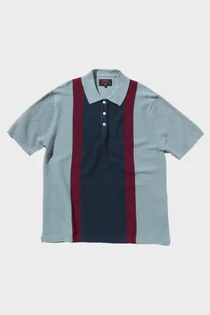 Knit Polo Stripe - Sax