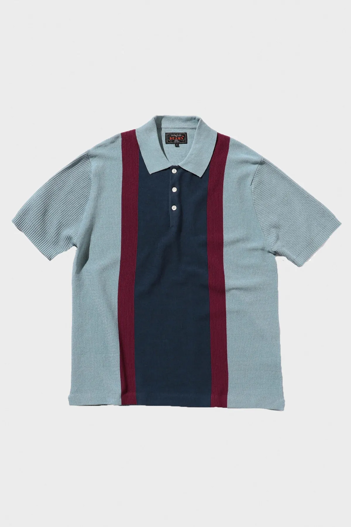 Knit Polo Stripe - Sax
