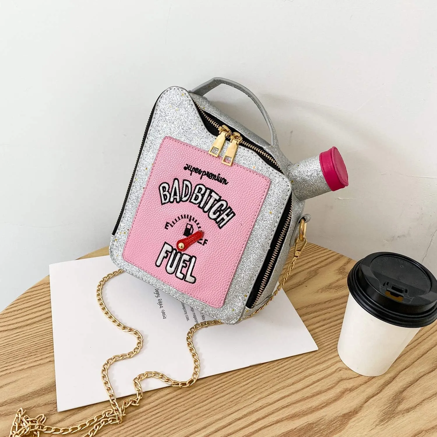 KUANG! Women's Fashion Sequin Crossbody Bag - Fun Gasoline Handbag Shoulder Bag for Women