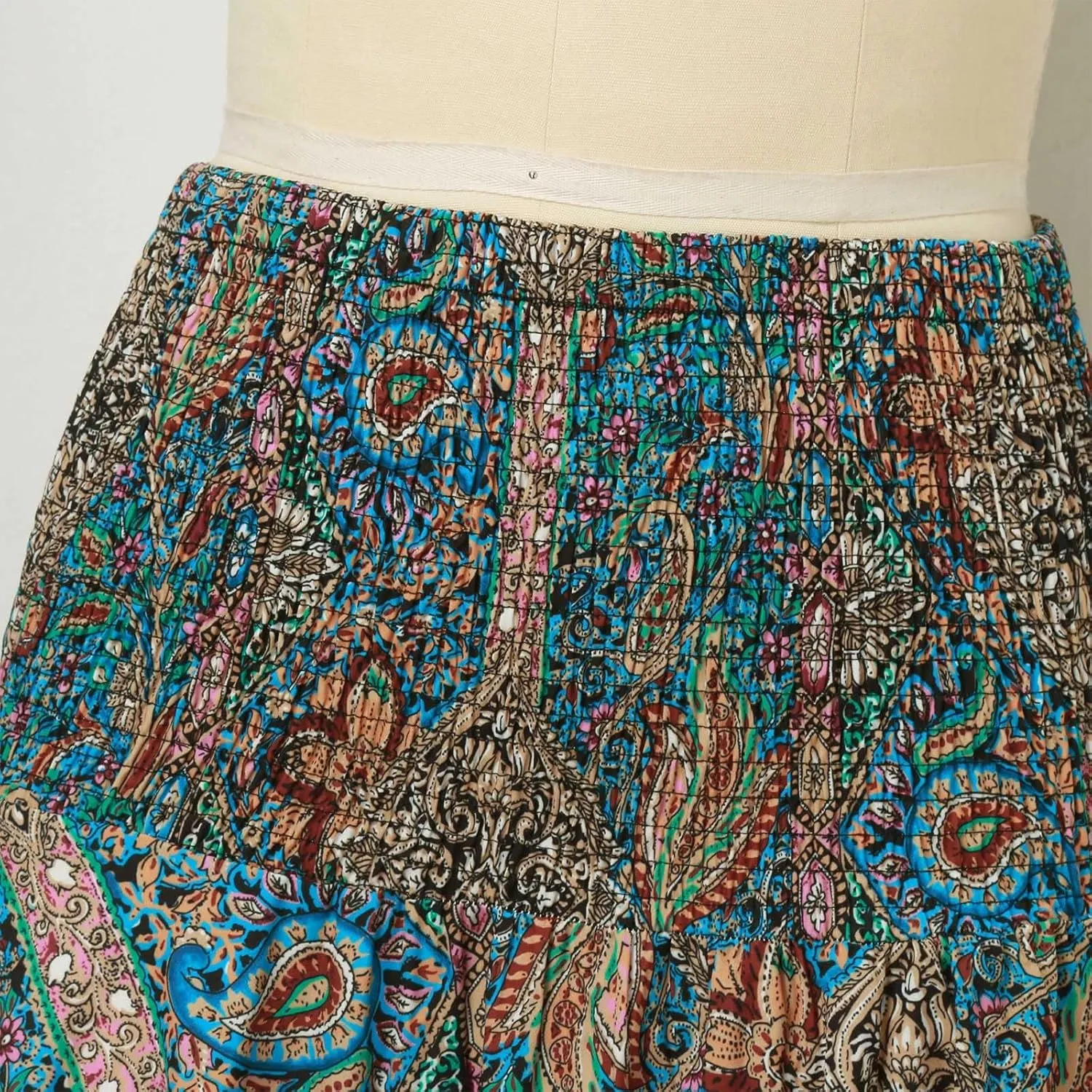 Ladies Boho Maxi Skirts Summer Beach Flowy Tiered High Waist A-Line Skirt Vintage Bohemian Mexico Vacation Outfits for Women