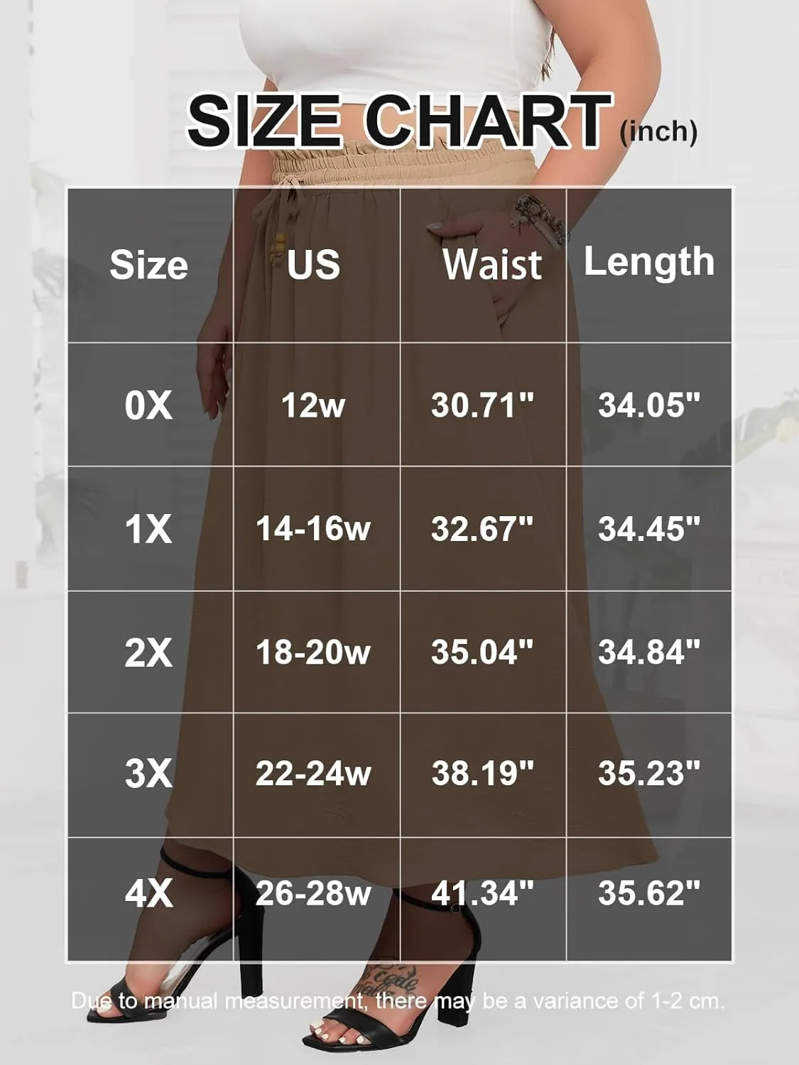 Lastshe Plus Size Maxi Skirts for Women Summer Boho Pleated Elastic High Waist A-line Long Skirt with Pockets
