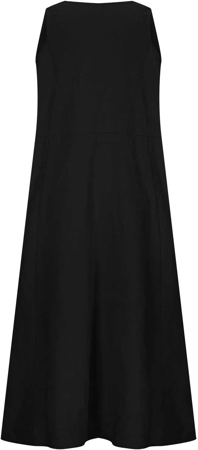Linen Dress Women 2025 Sleeveless Cotton Linen Maxi Dresses Plus Size Flowy Tank Sundress Beach Vacation Outfits