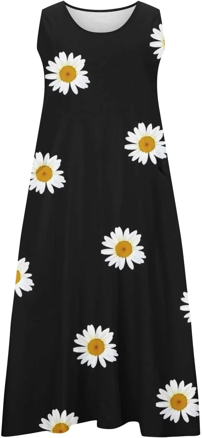 Linen Dress Women 2025 Sleeveless Cotton Linen Maxi Dresses Plus Size Flowy Tank Sundress Beach Vacation Outfits