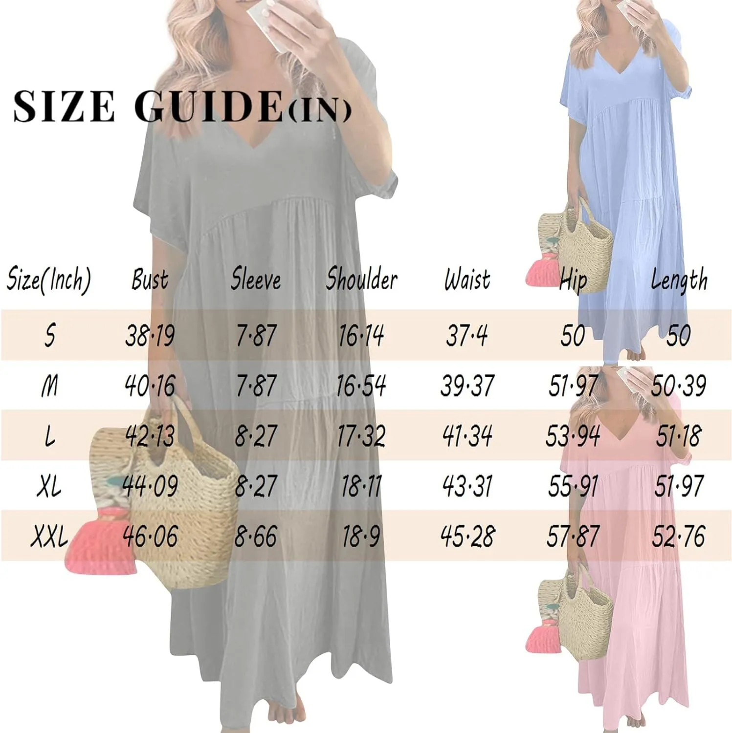 Linen Dresses for Women 2025 Trendy Summer Plus Size Maxi Dress Casual Loose V Neck Boho Flowy Beach Vacation Outfits
