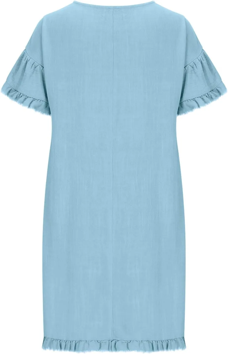 Linen Dresses for Women Summer Cotton Casual Short Sleeve Solid Color Dress Loose Round Neck Vacation Beach Sundress